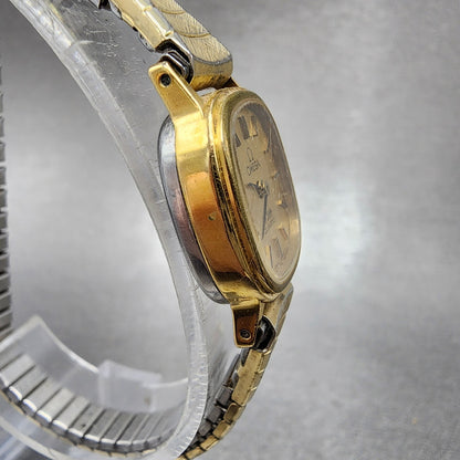Omega De Ville Watch Women 19mm Gold Dial Gold Plated Rectangle Cal 1353 PARTS4
