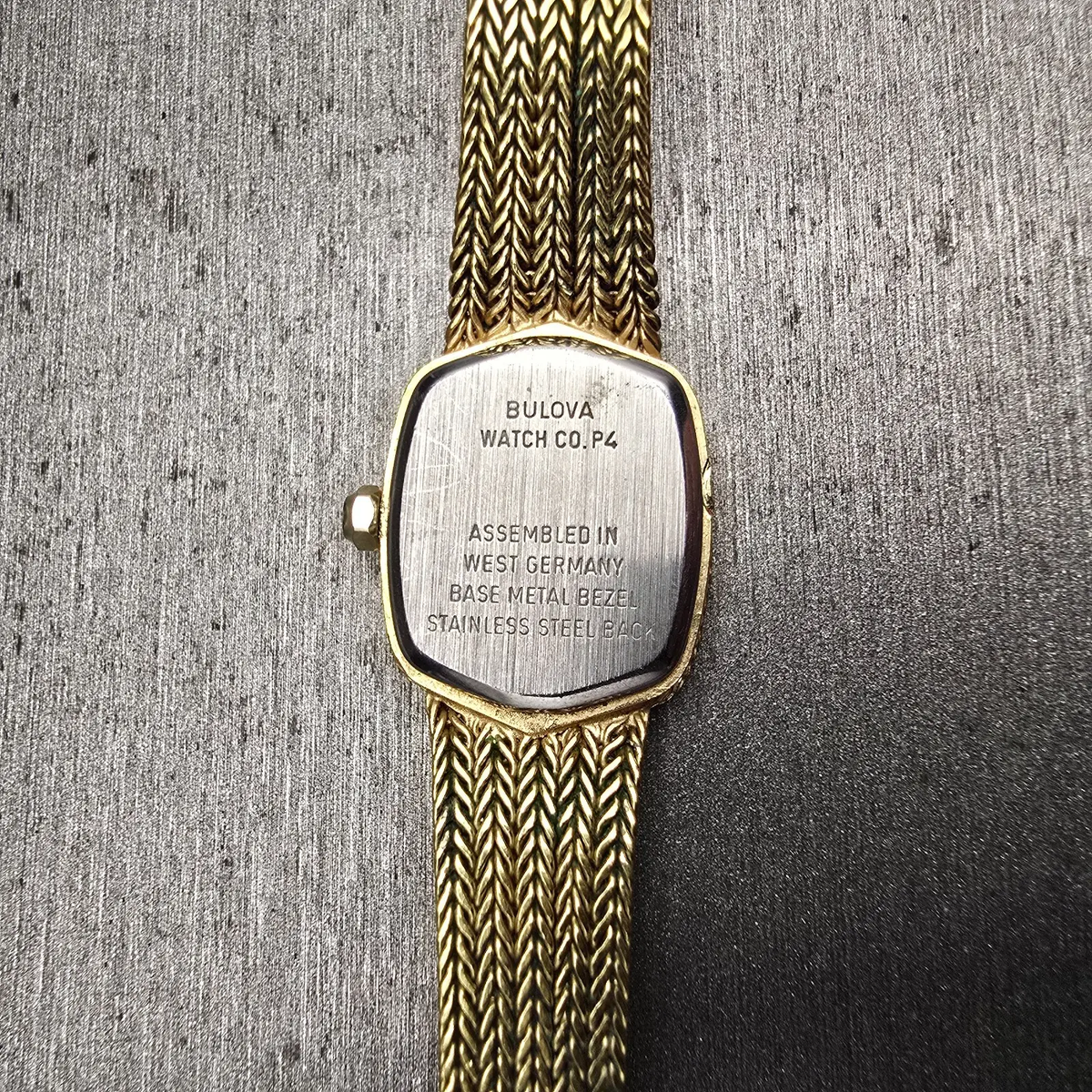 Bulova Watch Women 17mm Gold Dial Gold Tone Hexagon 92K40 New Battery10