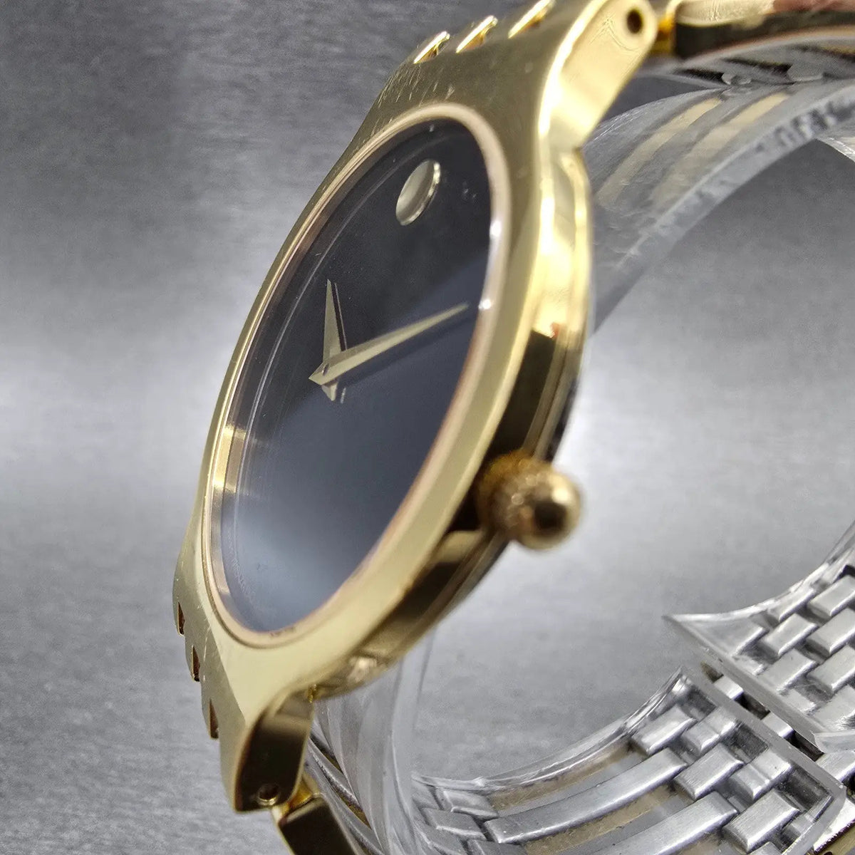 Movado Esperanza Watch Men 32mm Black Dial Gold Tone 84.19.861 New Battery2