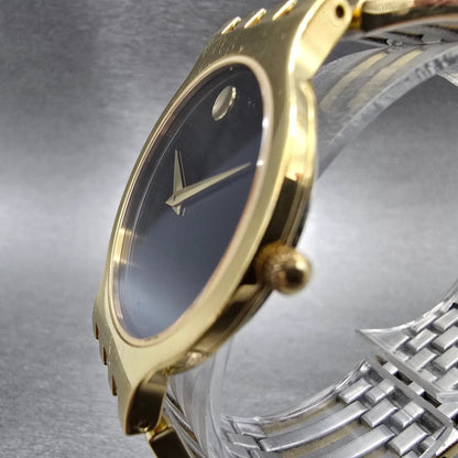 Movado Esperanza Watch Men 32mm Black Dial Gold Tone 84.19.861 New Battery2