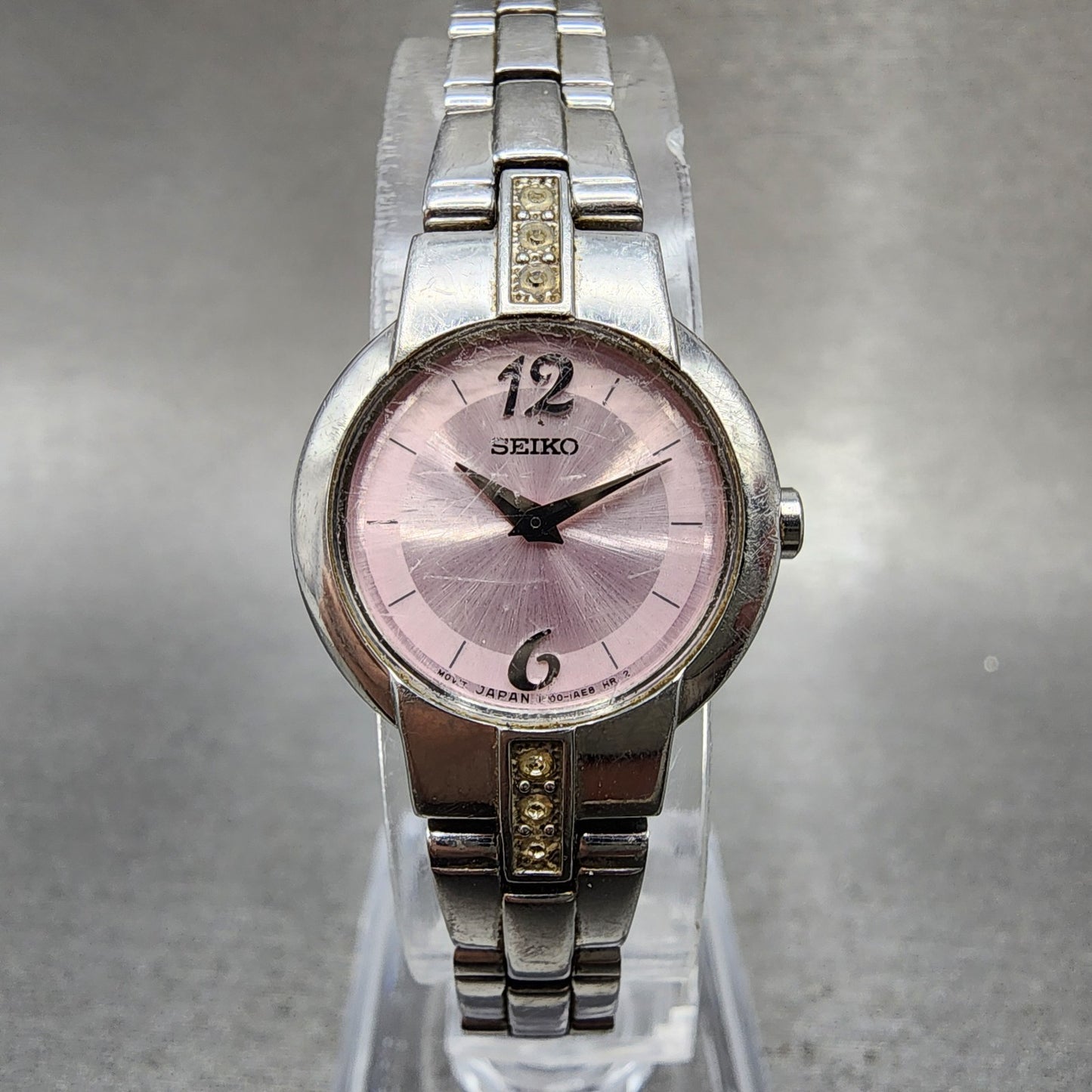 Seiko Watch Women 20mm Pink Dial Silver Tone Round 1n000sj0 New Battery0