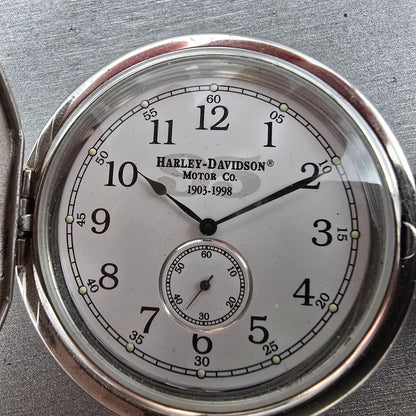 Harley Davidson Pocket Watch Men 50mm White Dial Silver Small Seconds New Batt1