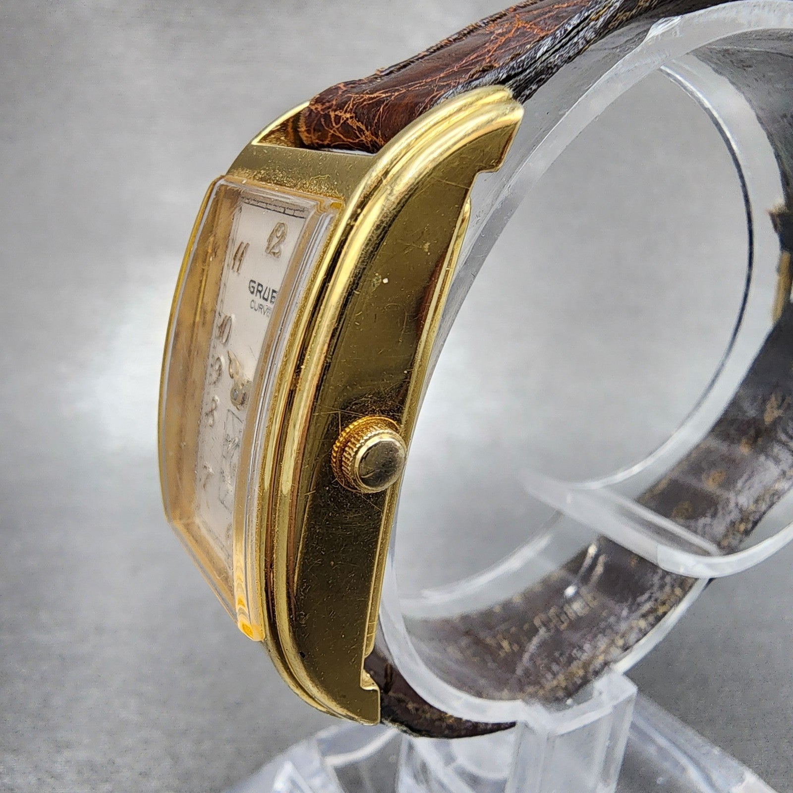 Gruen Curvex Tank Watch Women 20mm Cream Dial Gold Tone Rectangle New Battery2