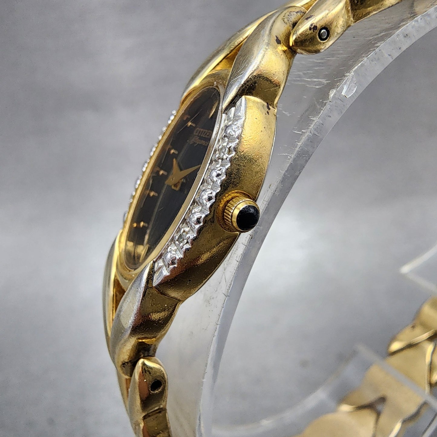 Citizen Elegance Watch Women 15mm Black Dial Gold Tone Oval 5421F44701 New Batt2