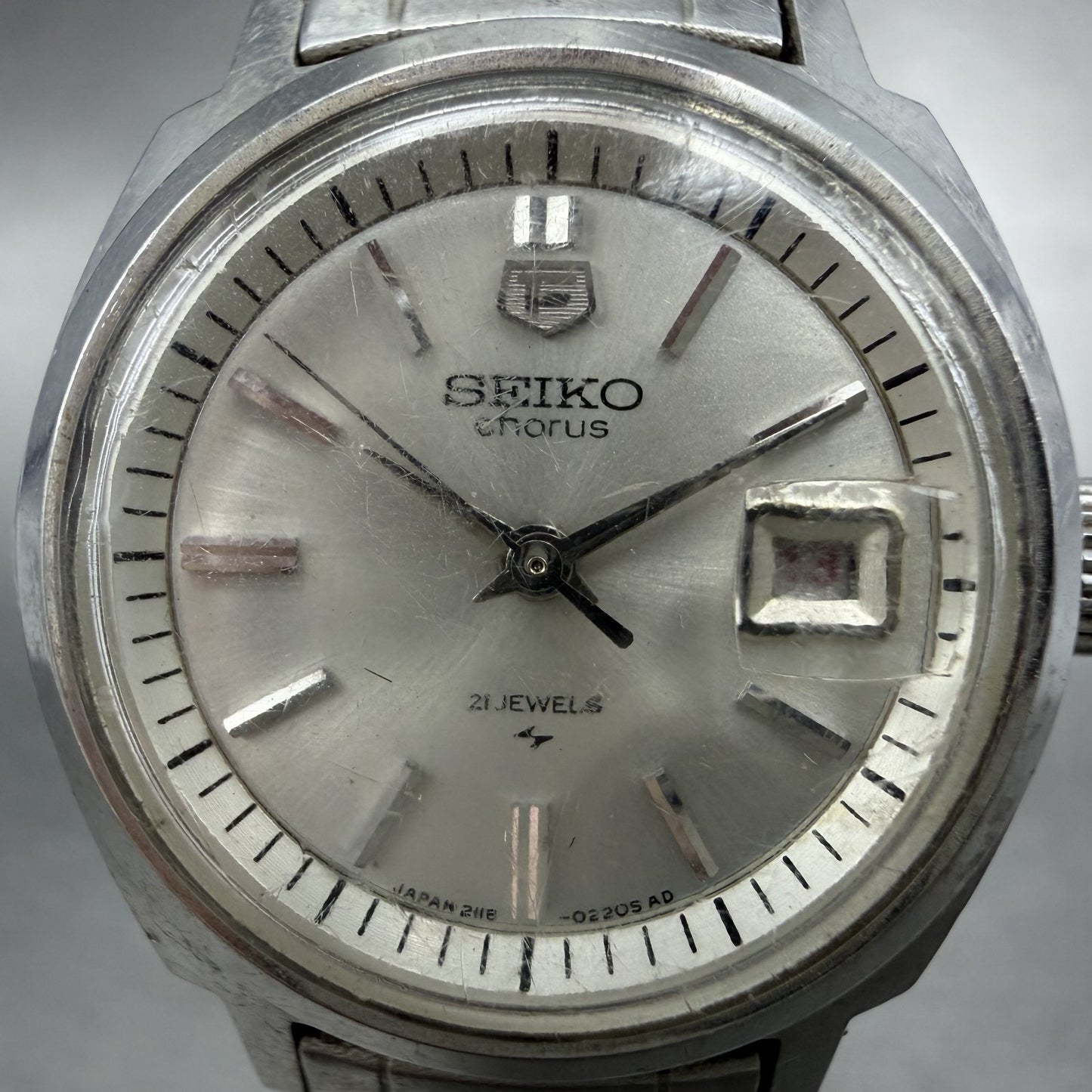 Seiko Chorus Watch Women 25mm Silver Dial Silver Tone Date Manual 2118-0260 Runs2