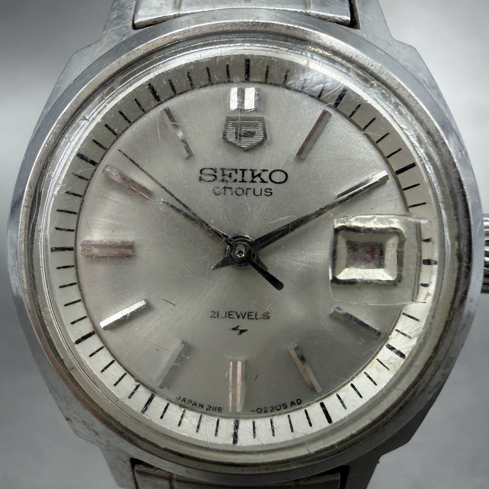 Seiko Chorus Watch Women 25mm Silver Dial Silver Tone Date Manual 2118-0260 Runs2