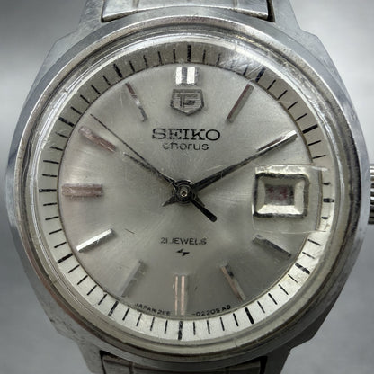 Seiko Chorus Watch Women 25mm Silver Dial Silver Tone Date Manual 2118-0260 Runs2