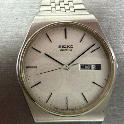 Seiko Watch Men 33mm Silver Dial Silver Tone Daydate Round 7813-8009 SAMPLE2