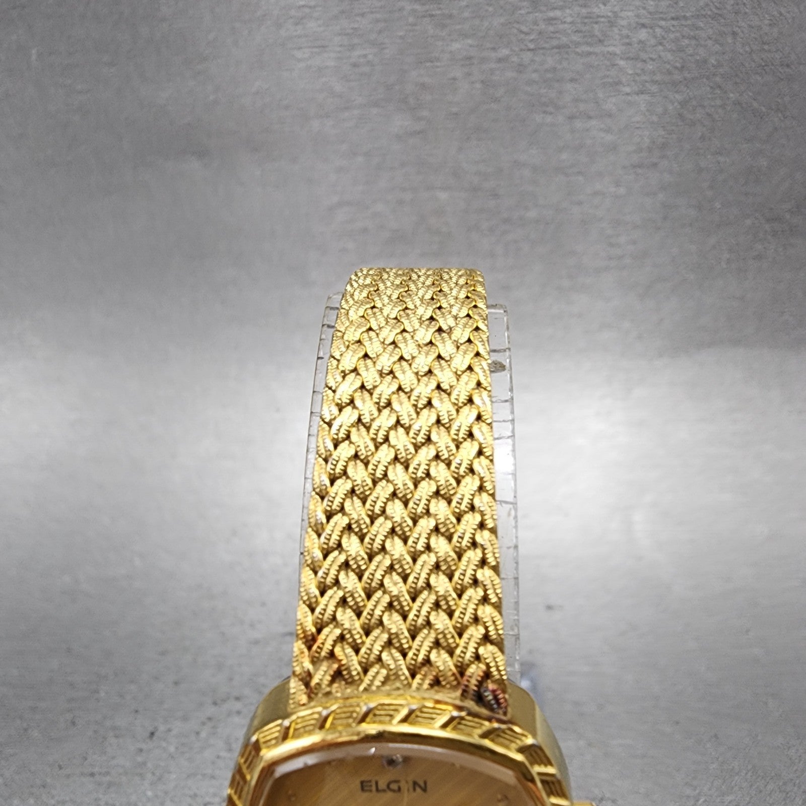 Elgin Watch Women 22mm Gold Dial Gold Tone Rectangle FK267 New Battery VTG4