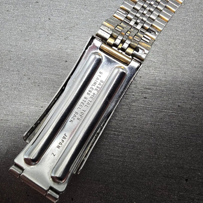 Seiko Bracelet 19mm Stainless Steel Gold Tone Tri Folding Clasp Vintage Japan Z212