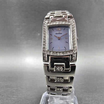 Citizen Eco-Drive Tank Watch Women 17mm MOP Dial Silver Crystal Bezel Runs JP5