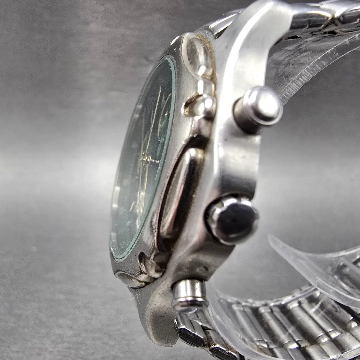 Seiko Alba Carib Watch Men 39mm Green Dial Steel Alarm Chronograph N944 PARTS3