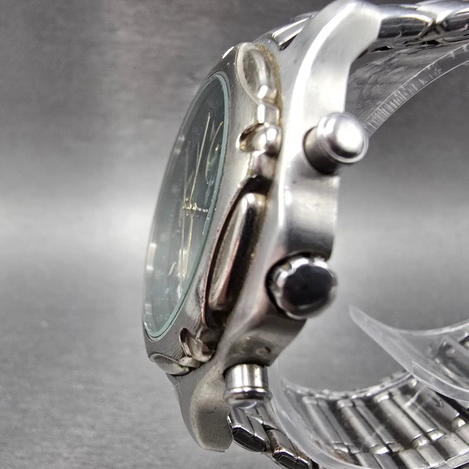 Seiko Alba Carib Watch Men 39mm Green Dial Steel Alarm Chronograph N944 PARTS3
