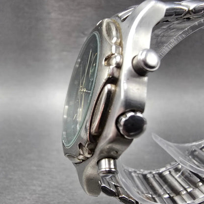 Seiko Alba Carib Watch Men 39mm Green Dial Steel Alarm Chronograph N944 PARTS3