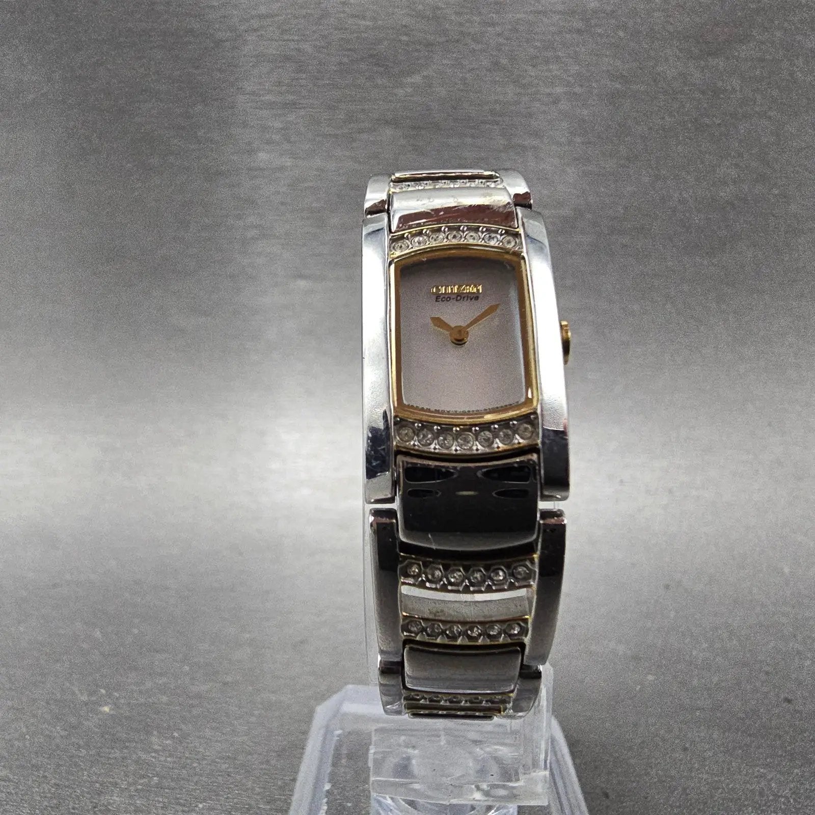 Citizen Tank Watch Women 15mm MOP Dial Two Tone Rectangle G620-S074866 Runs5