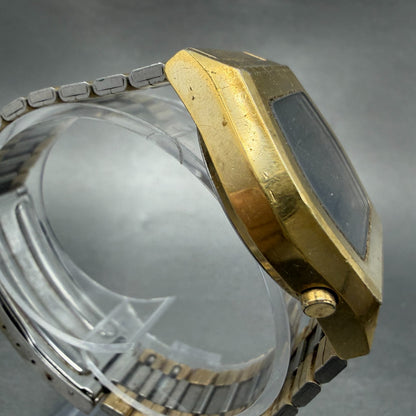 Seiko Digital Watch Men 35mm LCD Gold Tone Month Date 0439-4019 VTG PARTS4