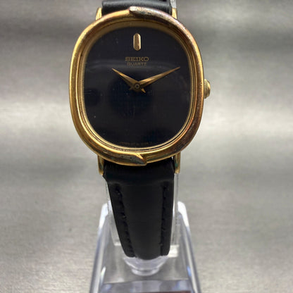 Seiko Watch Women 23mm Black Dial Gold Tone Oval 4700-5039 Vintage New Battery5