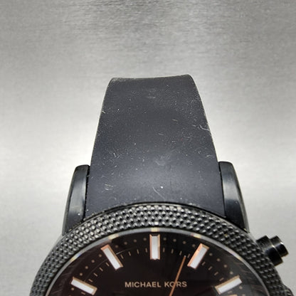 Michael Kors Scout Chronograph Watch Men 43mm Black Dial Black Tone New Battery
