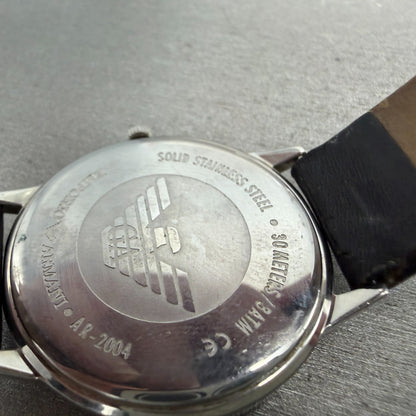 Emporio Armani Watch Men 36mm Black Dial Steel Round AR-2004 New Battery9