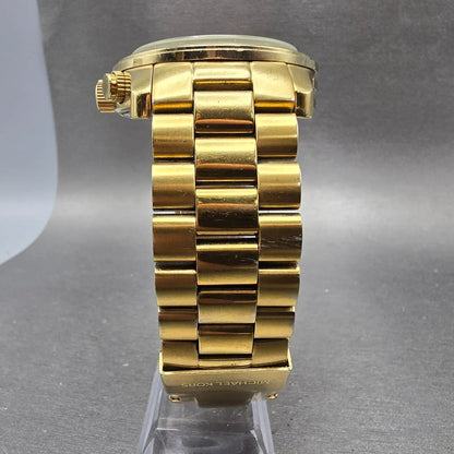 Michael Kors Runway Chronograph Watch Men 45mm Champagne Dial Gold Tone New Batt8