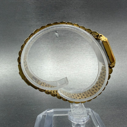 Seiko Tank Watch Women 18mm White Dial Gold Tone Rectangle V401-5129 New Batt NH8