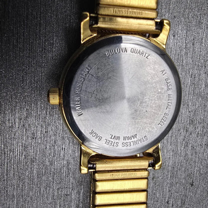 Bulova Watch Women 25mm White Dial Gold Tone Date Round 97M14 New Battery10