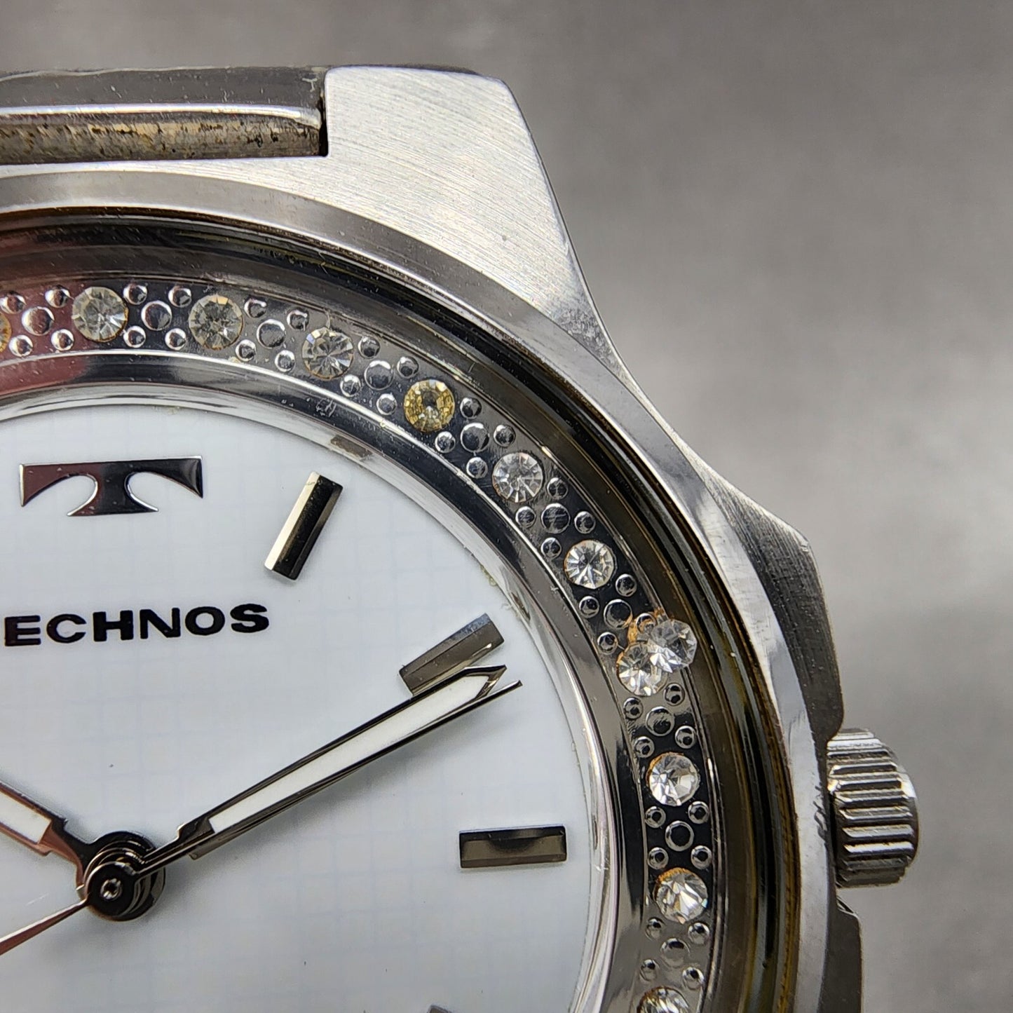 Technos 1900 Watch Men 41mm White Dial Steel Octagon T2591 New Battery