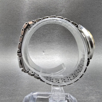 Seiko Solar Watch Women 22mm White Dial Two Tone Round V115-0AG0 Runs CRACKED8