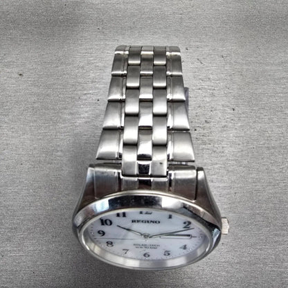Reguno Solar-Tech Watch Men 36mm White Dial Silver Daydate E101-S028221 Works4