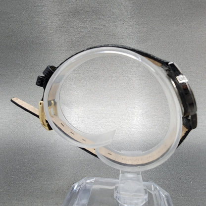 VTG Seiko Watch Women 22mm Silver Dial Black Tone Round 1N010A29 New Battery A110