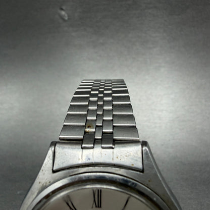 Seiko Type II Watch Men 37mm White Dial Silver Tone Daydate 7546-7010 New Batt4