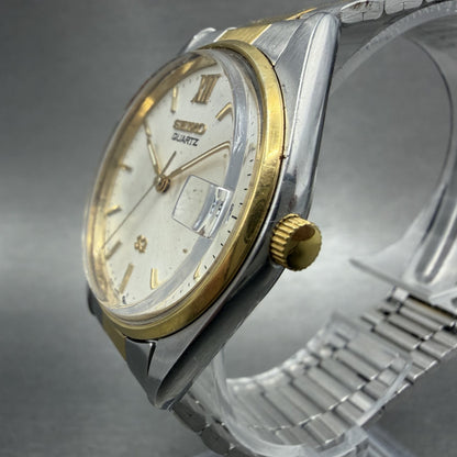 Seiko SQ Watch Men 33mm Silver Dial Two Tone Date 5y22-6009 New Battery2