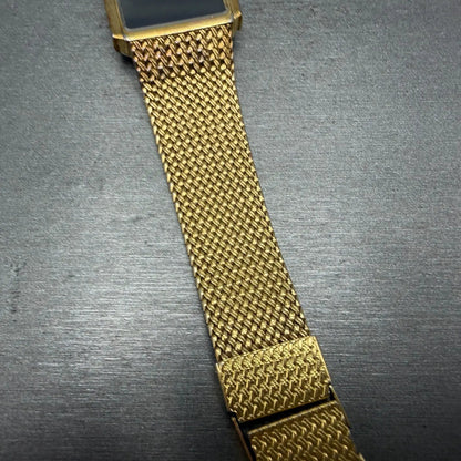 Seiko Tank Watch Men 25mm Black Dial Gold Tone Rectangle READ!! 7430-5499 NewBat7