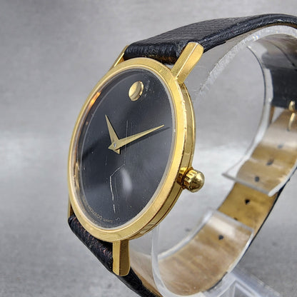 Movado Museum Watch 31mm Women Black Dial Gold Tone Round 87.45.882 New Batt ABC2