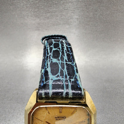 Seiko Dolce Tank Watch Men 30mm Gold Dial Gold Tone Rectangle 59315300 New Batt4