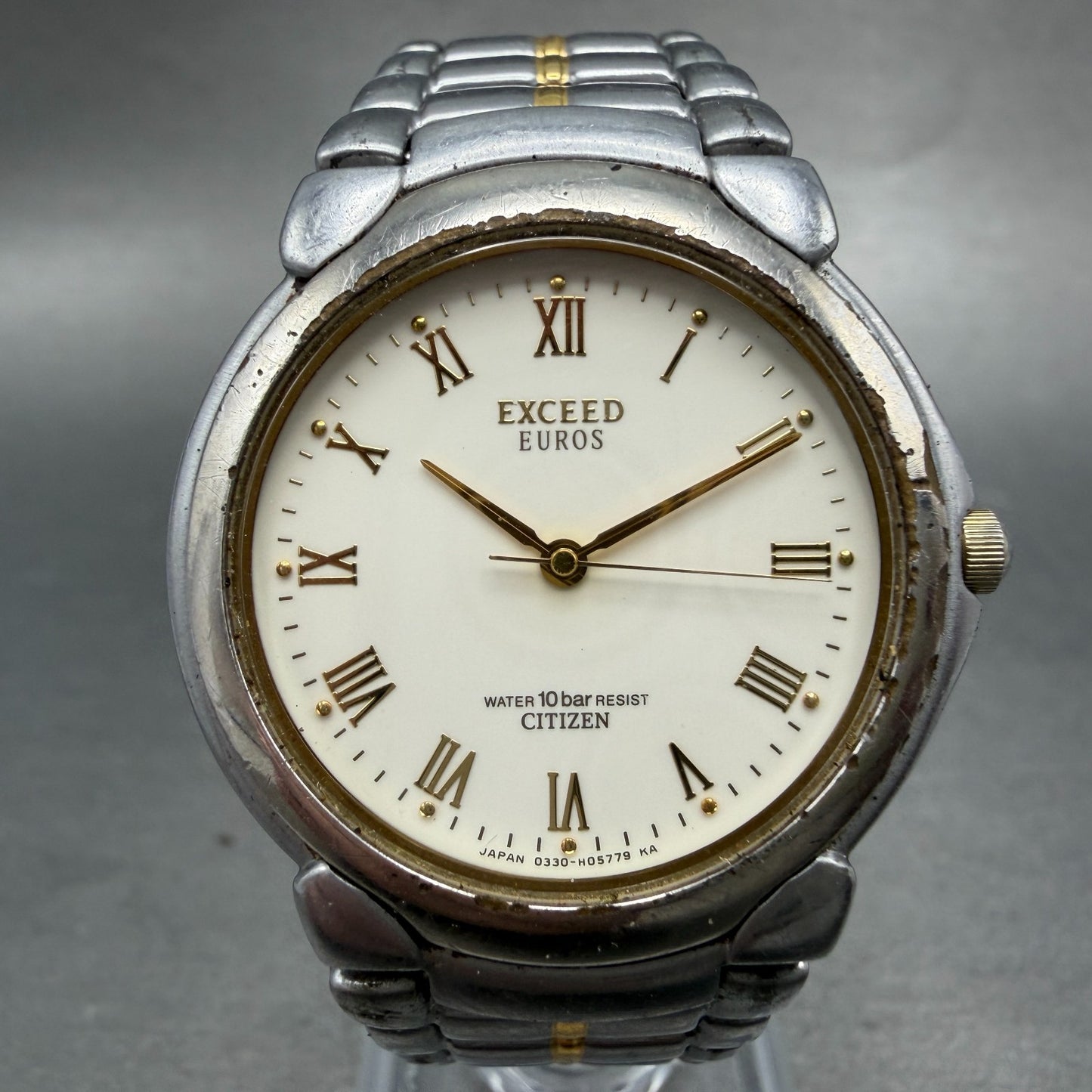 Citizen Exceed Euros Watch Men 33mm White Dial Two Tone 0330-H03558 New Battery0