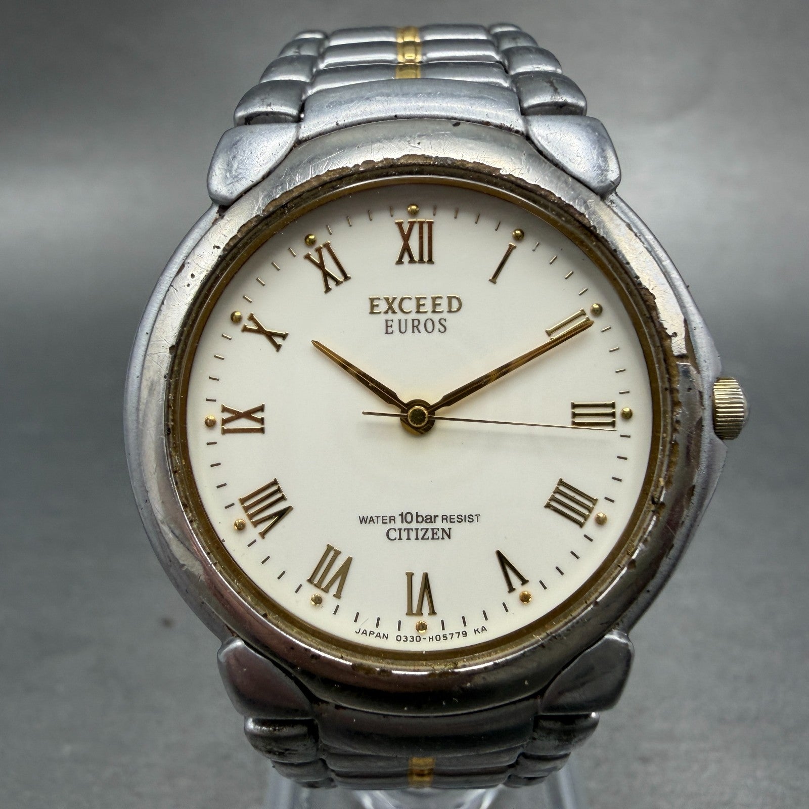 Citizen Exceed Euros Watch Men 33mm White Dial Two Tone 0330-H03558 New Battery0