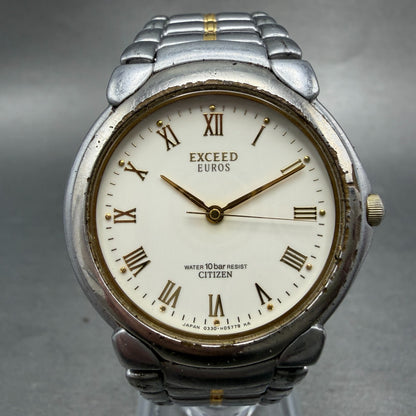 Citizen Exceed Euros Watch Men 33mm White Dial Two Tone 0330-H03558 New Battery0