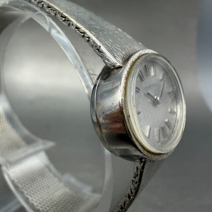 Certina Watch Women 25mm Silver Dial Silver Tone Manaul Wind Oval Runs VTG3