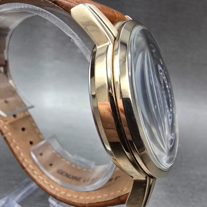 Citizen Eco-Drive Watch Men 42mm Black Dial Gold Tone Daydate 8635-S079764 RunsL3