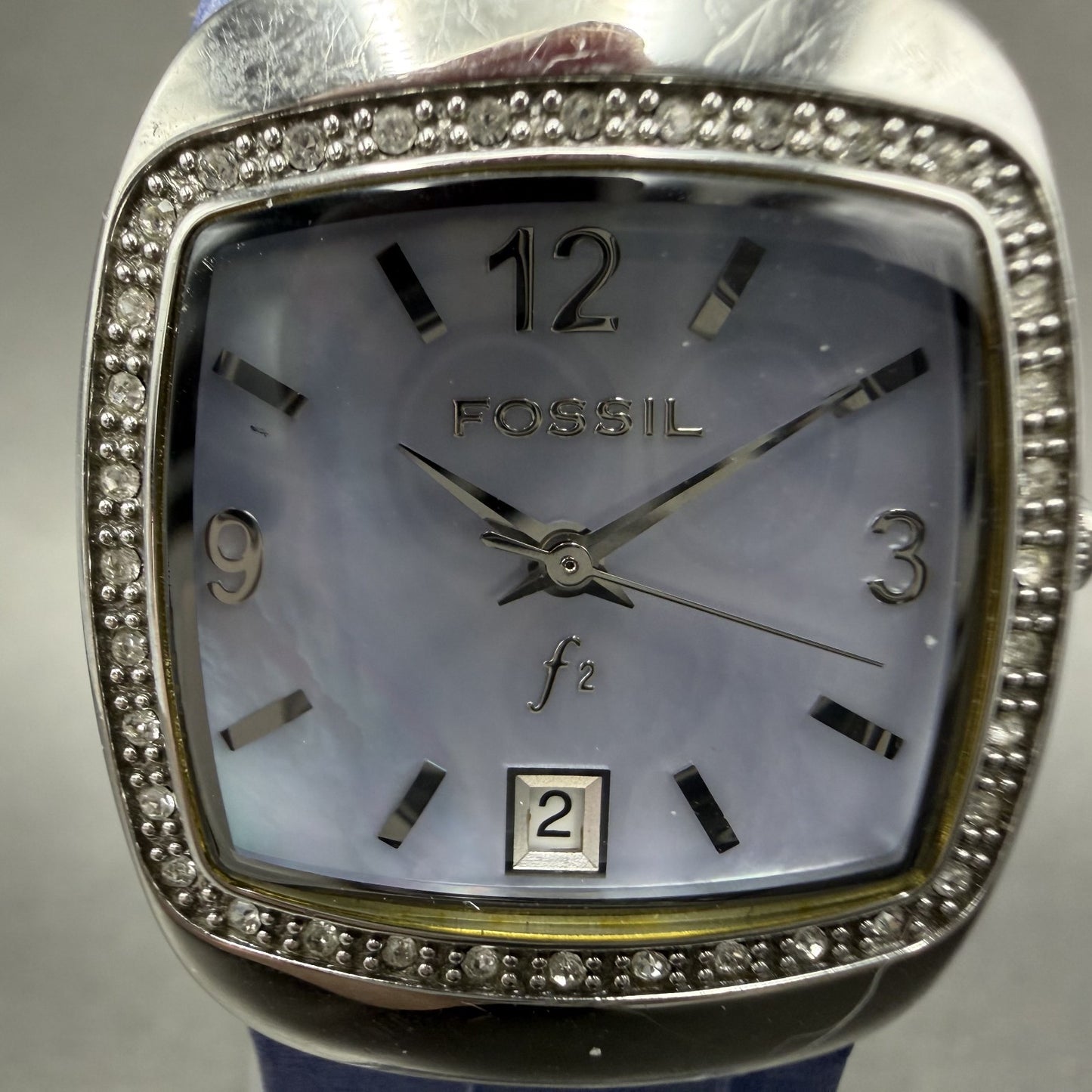 Fossil F2 Watch Women 25mm MOP Dial Silver Tone Rectangle ES9899 New Battery1