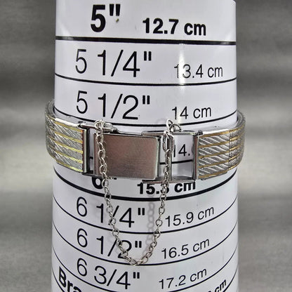 Seiko Watch Women 14mm Silver Dial Two Tone Rectangle 1E20-5190 New Battery VTG9