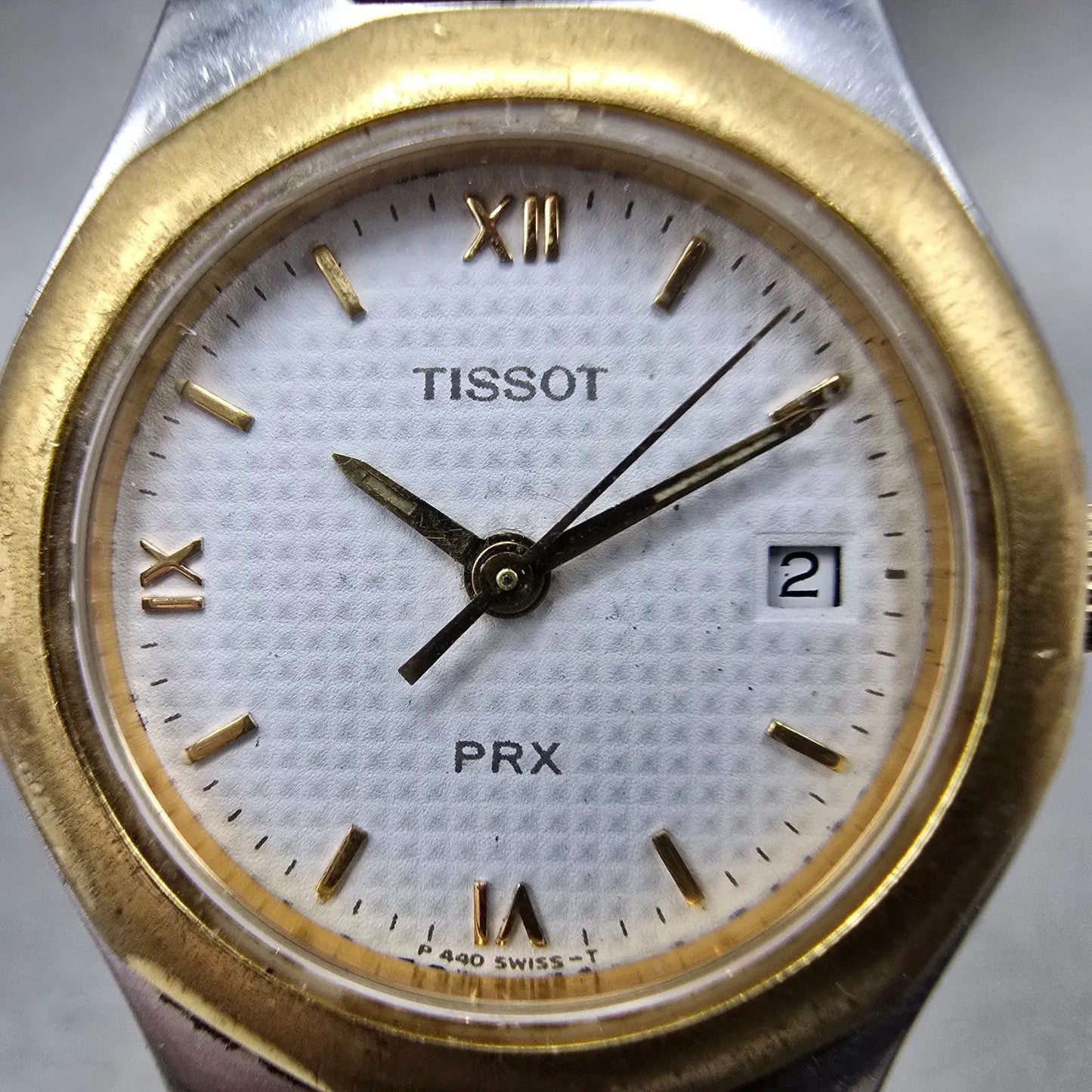 Tissot PRX Watch Women 27mm White Dial Two Tone Date Round P440 PARTS2