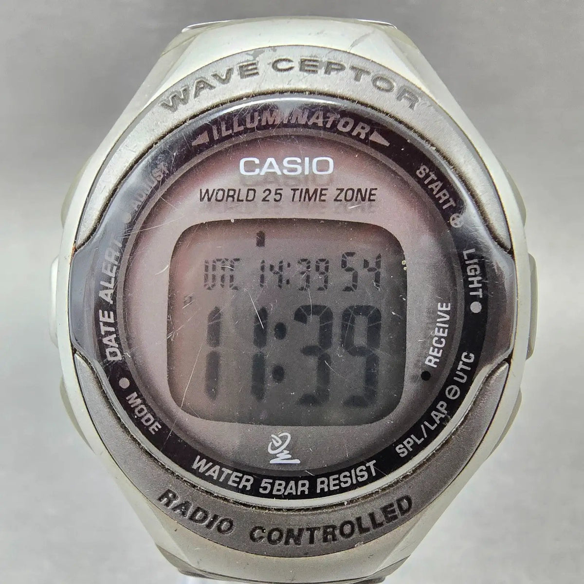 Casio WV-50H Watch Men 42mm Digital Alarm Chrono Gray Oval Waveceptor New Batt1