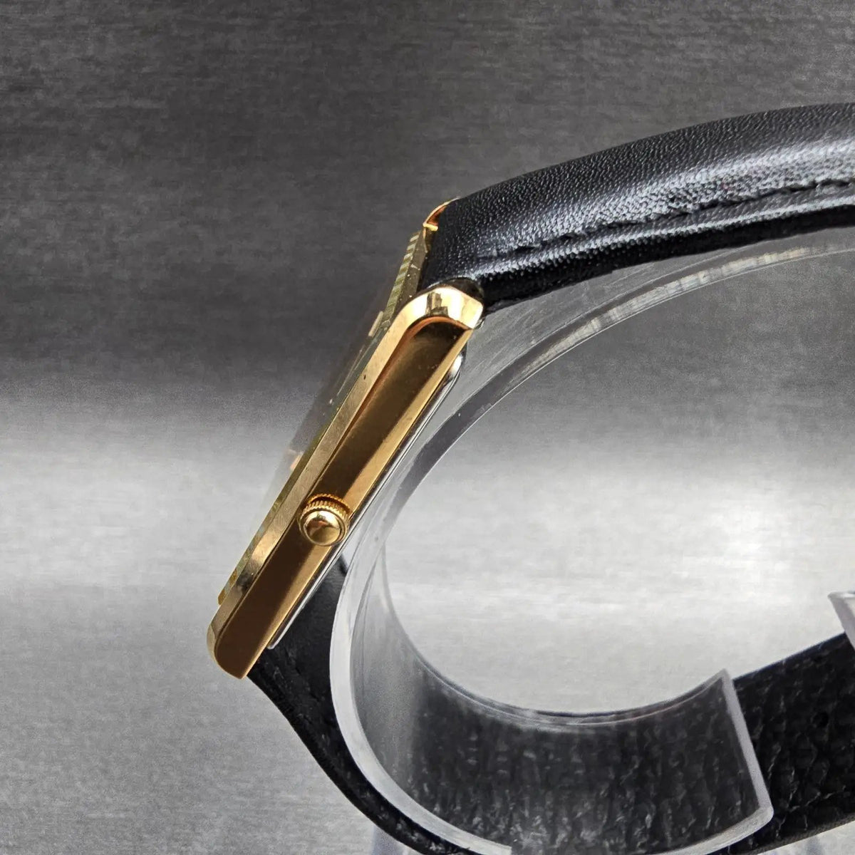 Seiko Tank Watch Men 25mm Gold Dial Gold Rectangle 5Y30-5060 New Battery JP VTG2