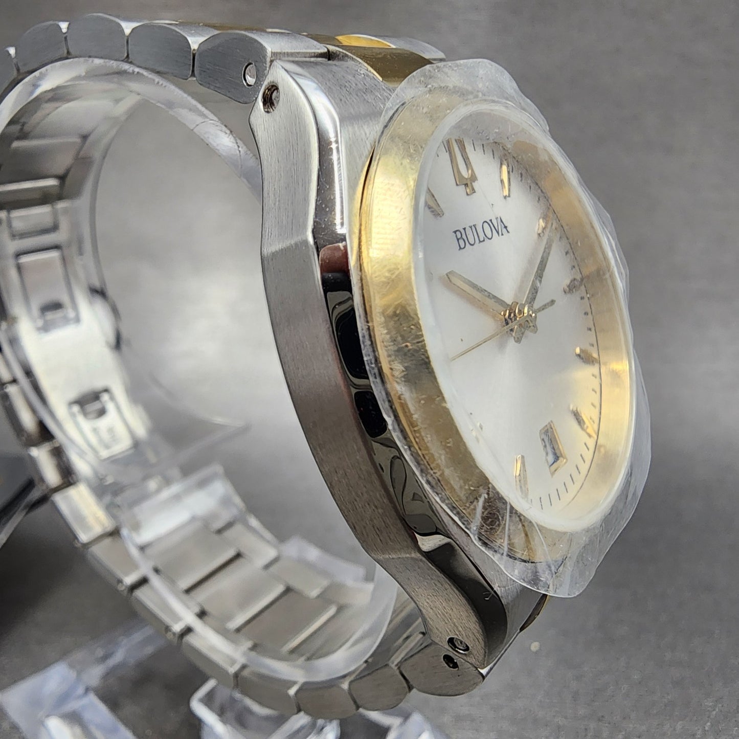 Bulova Surveyor Watch Women 34mm White Dial Two Tone Date Round Bracelet 98M1323