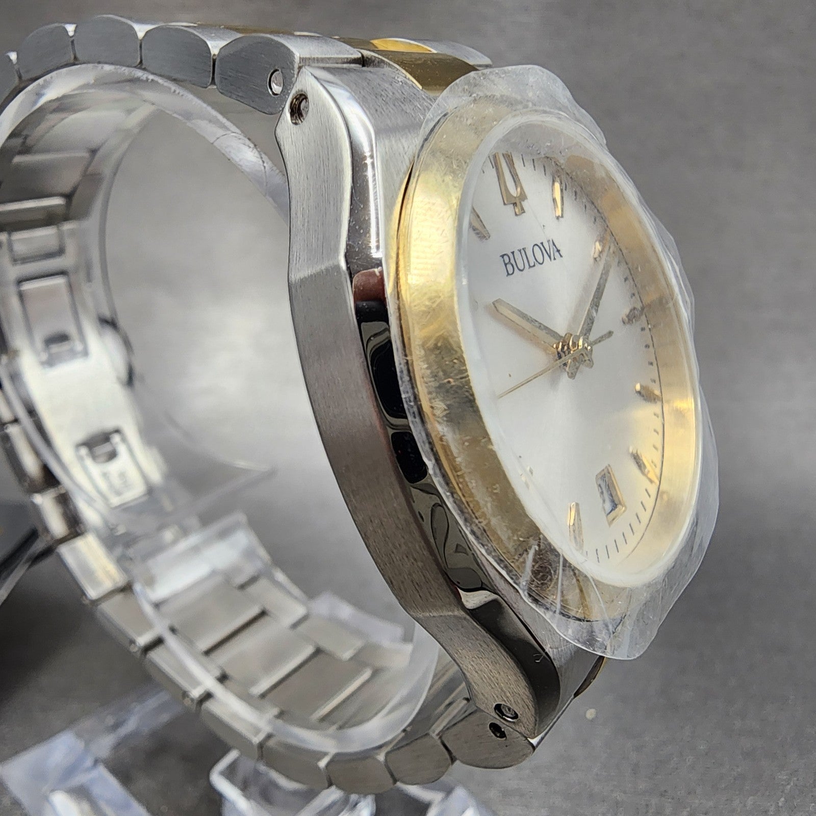 Bulova Surveyor Watch Women 34mm White Dial Two Tone Date Round Bracelet 98M1323