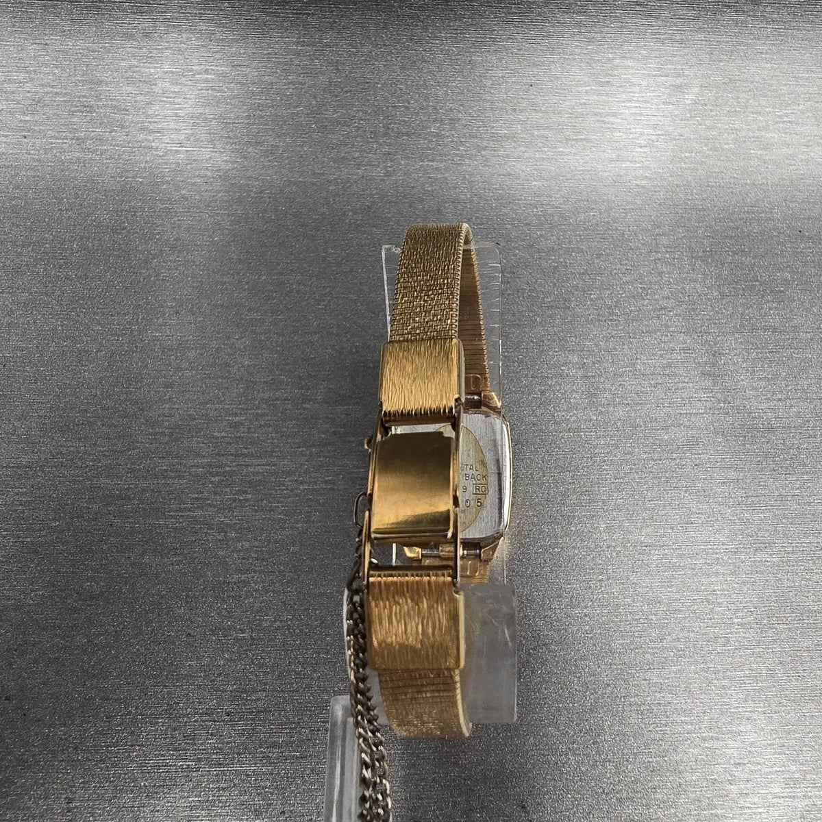 Seiko Womens Watch 17mm Black Dial Gold Tone Rectangle 2C20-6389 New Battery7