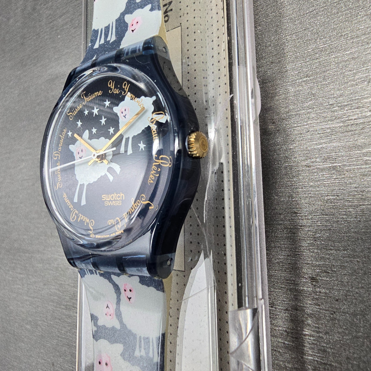 Swatch Black Sheep Watch Men 34mm Blue Dial Blue Case GN150 New Battery NOS4