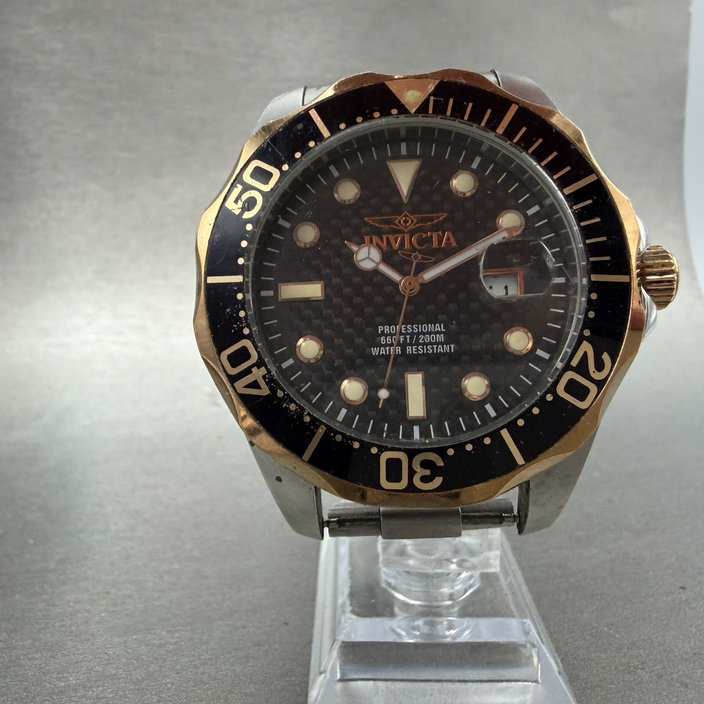 Invicta Pro Diver Watch Men 47mm Black Dial Two Tone Date 12567 New Battery5